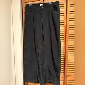 Wrap London Women’s Black Corduroy Pants size 14 Wide Leg soft cozy boho cotton